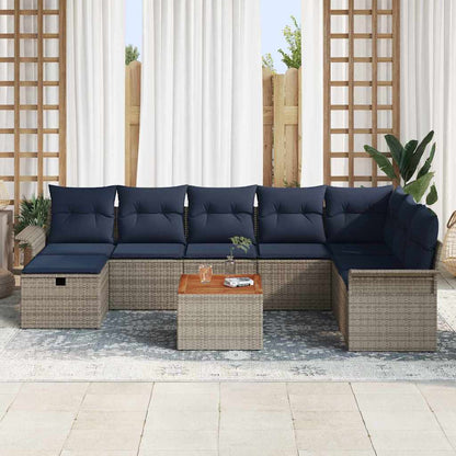 Set Divano da Giardino con cuscino 9 pcs Grigio polyrattan | homemem39