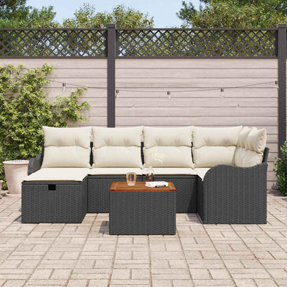 Set Divano da Giardino con cuscino 7 pcs Nero Poly Rattan - homemem39