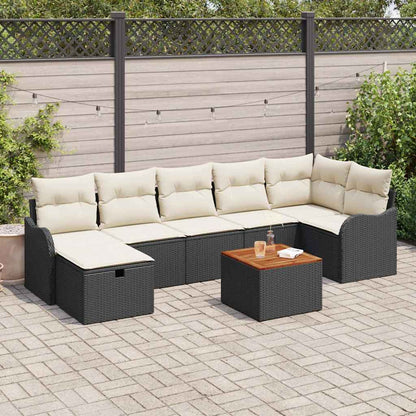 Set Divano da Giardino con cuscino 8 pcs Nero Poly Rattan - homemem39
