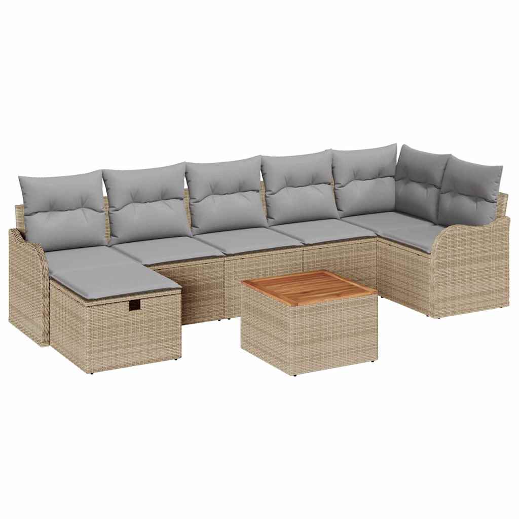 Set Divano da Giardino con cuscino 8 pcs Beige Poly Rattan - homemem39