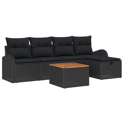 Set Divano da Giardino 6 pz Nero polyrattan | homemem39