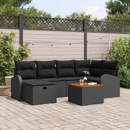 Set Divano da Giardino 7 pz Nero polyrattan | homemem39