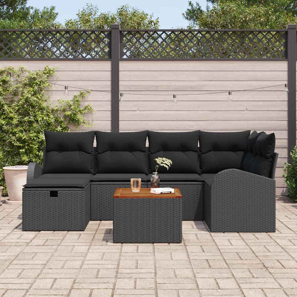 Set Divano da Giardino 7 pz Nero polyrattan | homemem39