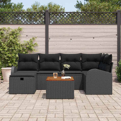 Set Divano da Giardino 7 pz Nero polyrattan | homemem39
