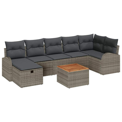 Set Divano da Giardino 8 pz Grigio polyrattan | homemem39
