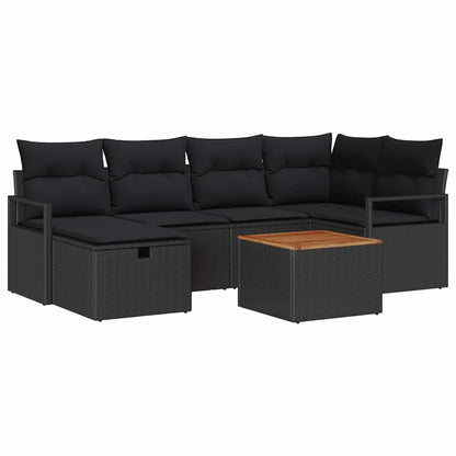 Set Divano da Giardino 7 pz Nero polyrattan | homemem39