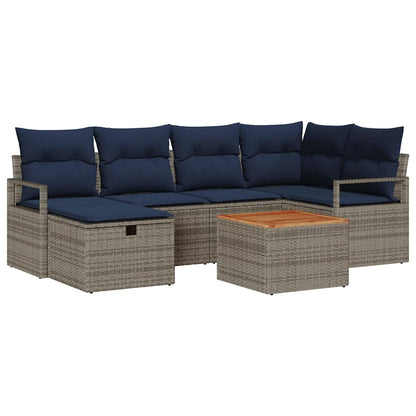 Set Divano da Giardino con cuscino 7 pcs Grigio polyrattan | homemem39