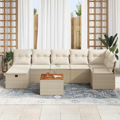 Set Divano da Giardino con cuscino 8 pcs Beige Poly Rattan - homemem39