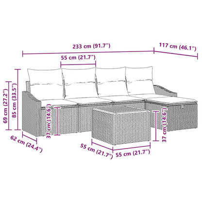 Set Divano da Giardino 6 pz Nero polyrattan | homemem39
