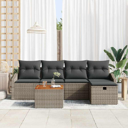 Set Divano da Giardino 6 pz Grigio polyrattan | homemem39