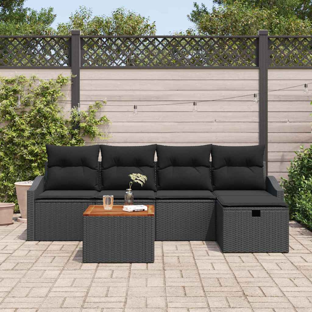 Set Divano da Giardino 6 pz Nero polyrattan | homemem39