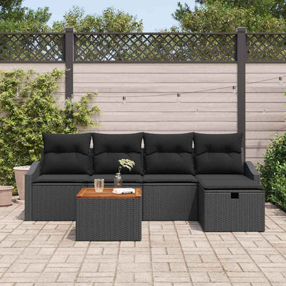 Set Divano da Giardino 6 pz Nero polyrattan | homemem39