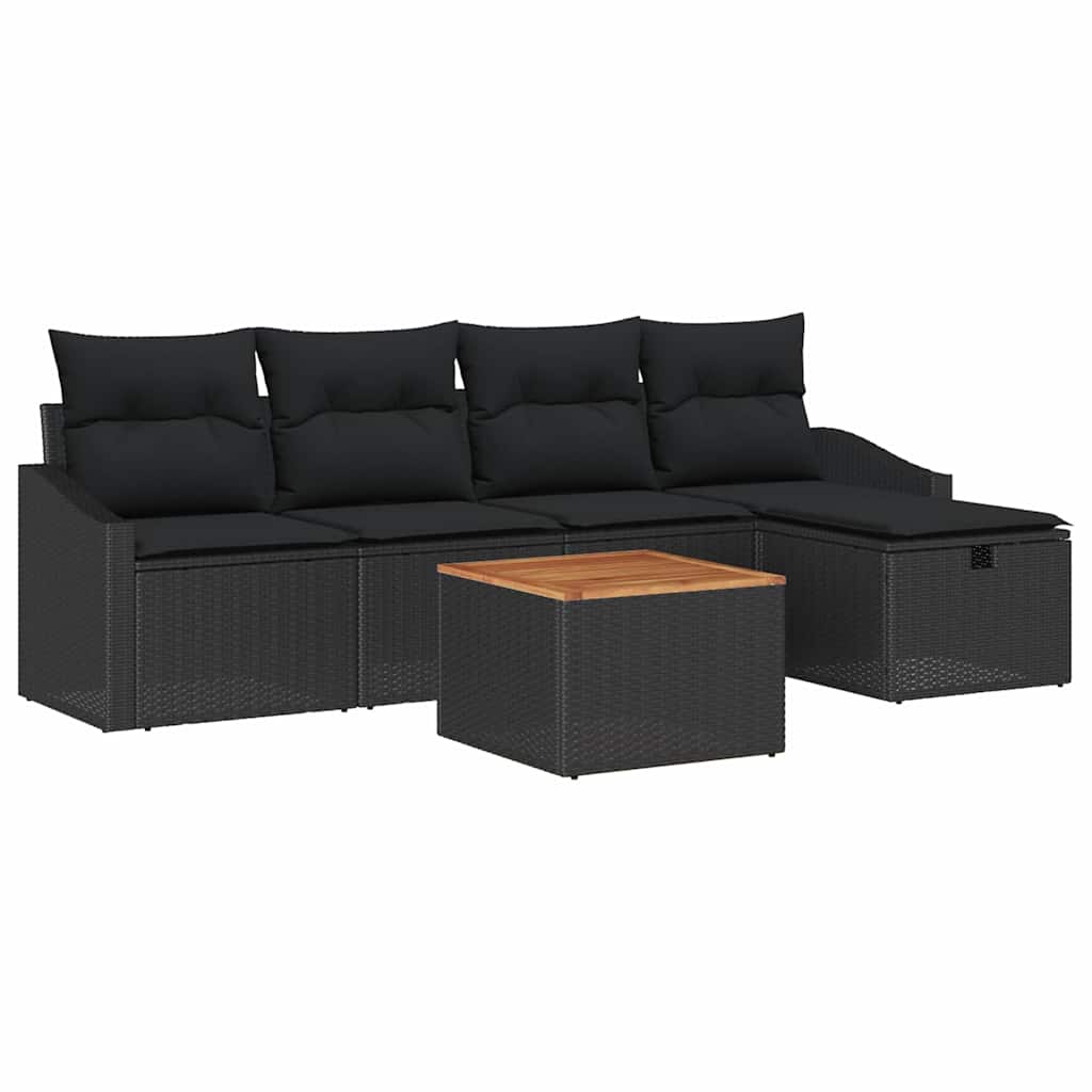 Set Divano da Giardino 6 pz Nero polyrattan | homemem39