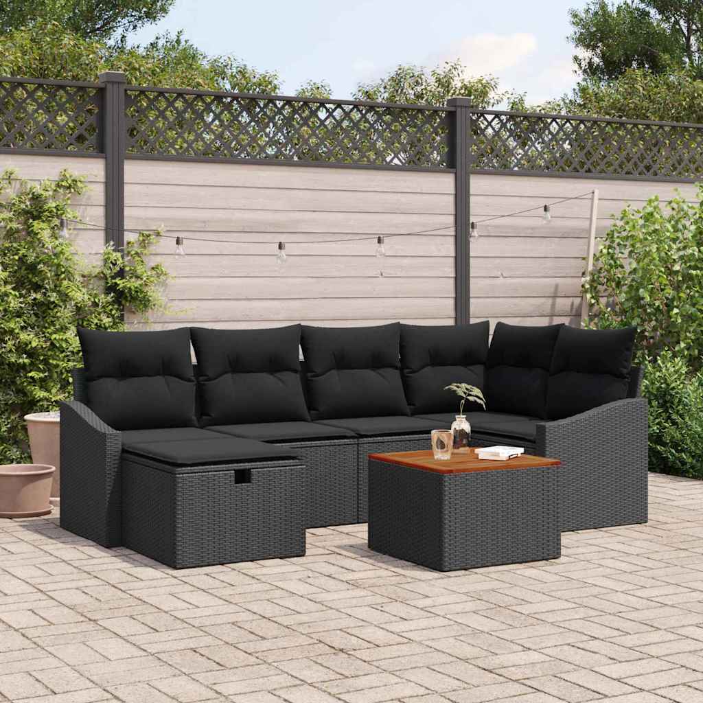 Set Divano da Giardino 7 pz Nero polyrattan | homemem39