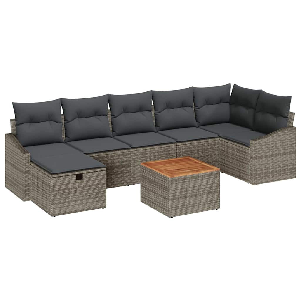 Set Divano da Giardino 8 pz Grigio polyrattan | homemem39