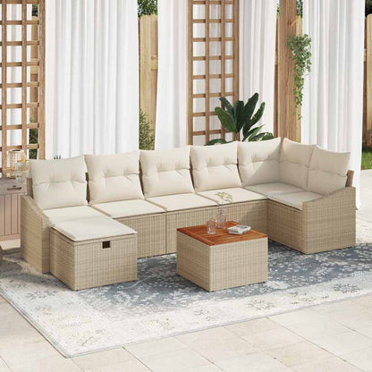 Set Divano da Giardino con cuscino 8 pcs Beige Poly Rattan - homemem39