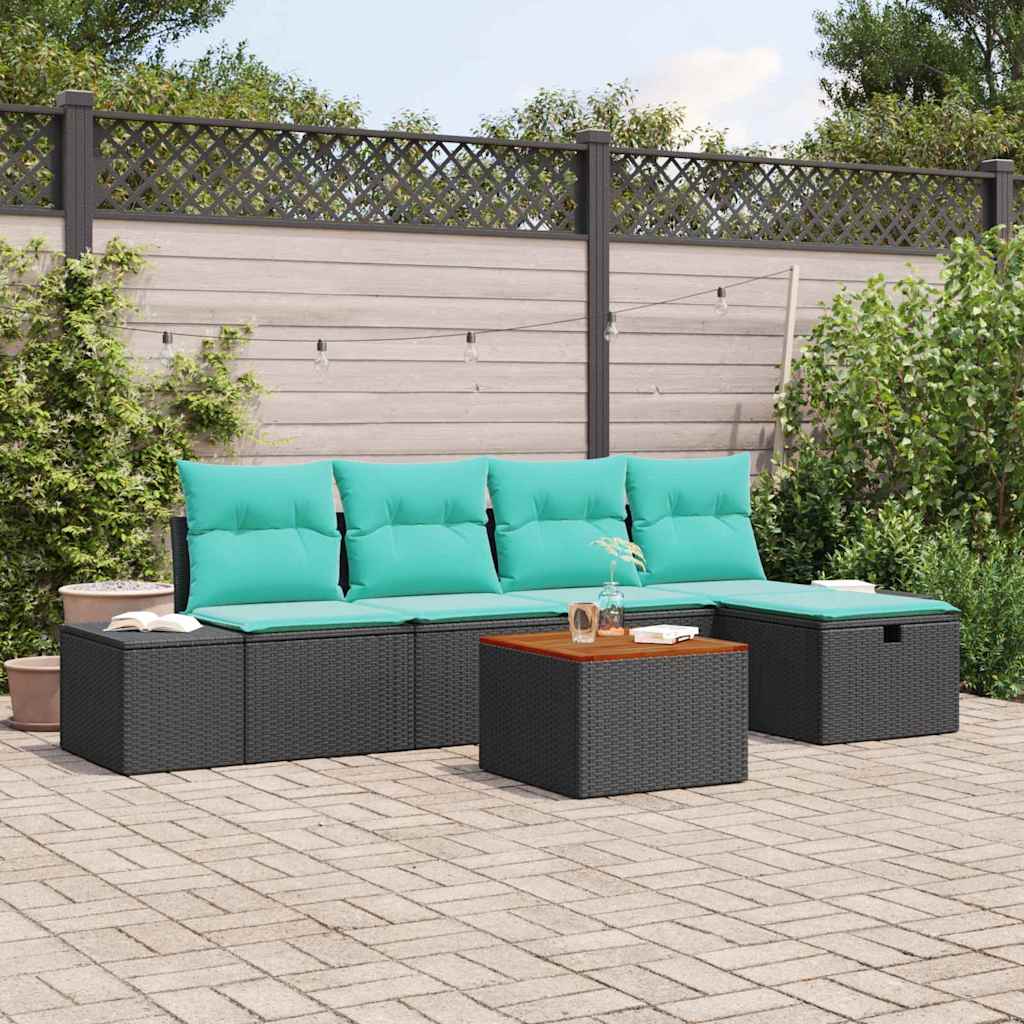 Set Divano da Giardino 6 pz Nero polyrattan | homemem39