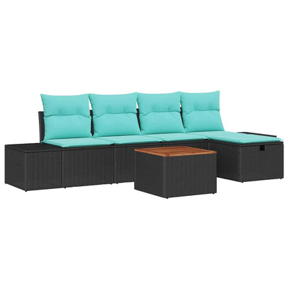 Set Divano da Giardino 6 pz Nero polyrattan | homemem39