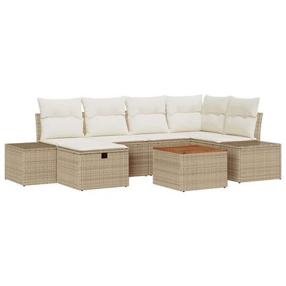 Set Divano da Giardino con cuscino 7 pcs Beige Poly Rattan - homemem39