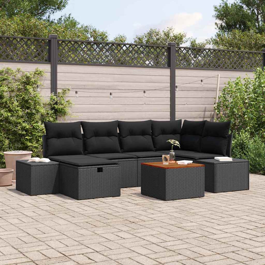 Set Divano da Giardino 7 pz Nero polyrattan | homemem39