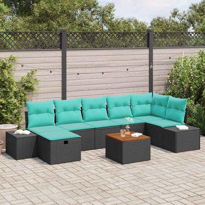 Set Divano da Giardino 8 pz Nero polyrattan | homemem39