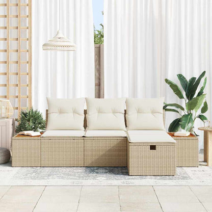 Set Divano da Giardino con cuscino 4 pcs Beige Poly Rattan - homemem39