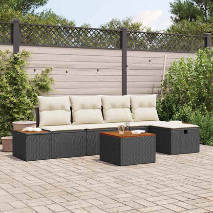Set Divano da Giardino con cuscino 6 pcs Nero Poly Rattan - homemem39