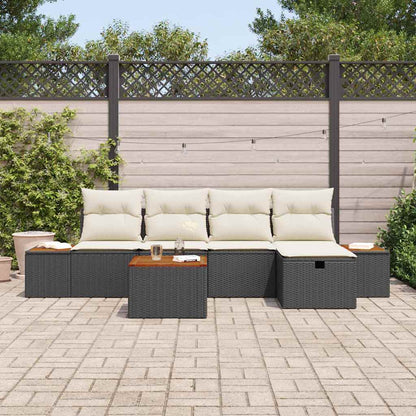 Set Divano da Giardino con cuscino 6 pcs Nero Poly Rattan - homemem39
