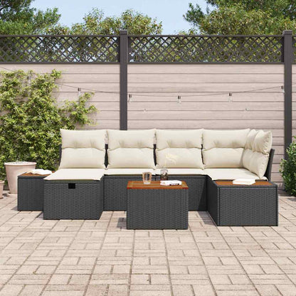 Set Divano da Giardino con cuscino 7 pcs Nero polyrattan - homemem39