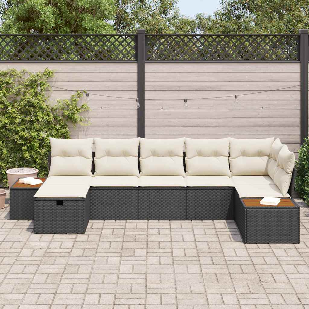 Set Divano da Giardino con cuscino Nero polyrattan - homemem39