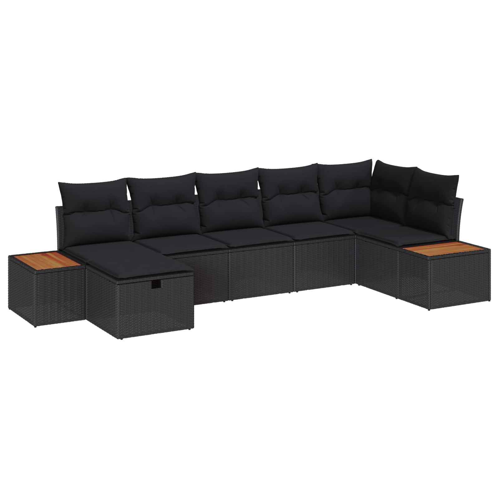 Set Divano da Giardino con cuscino 8 pcs Nero polyrattan | homemem39