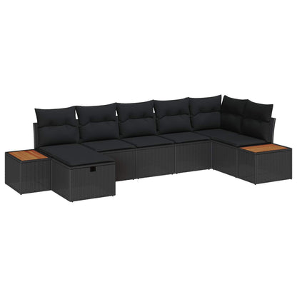 Set Divano da Giardino con cuscino 8 pcs Nero polyrattan | homemem39