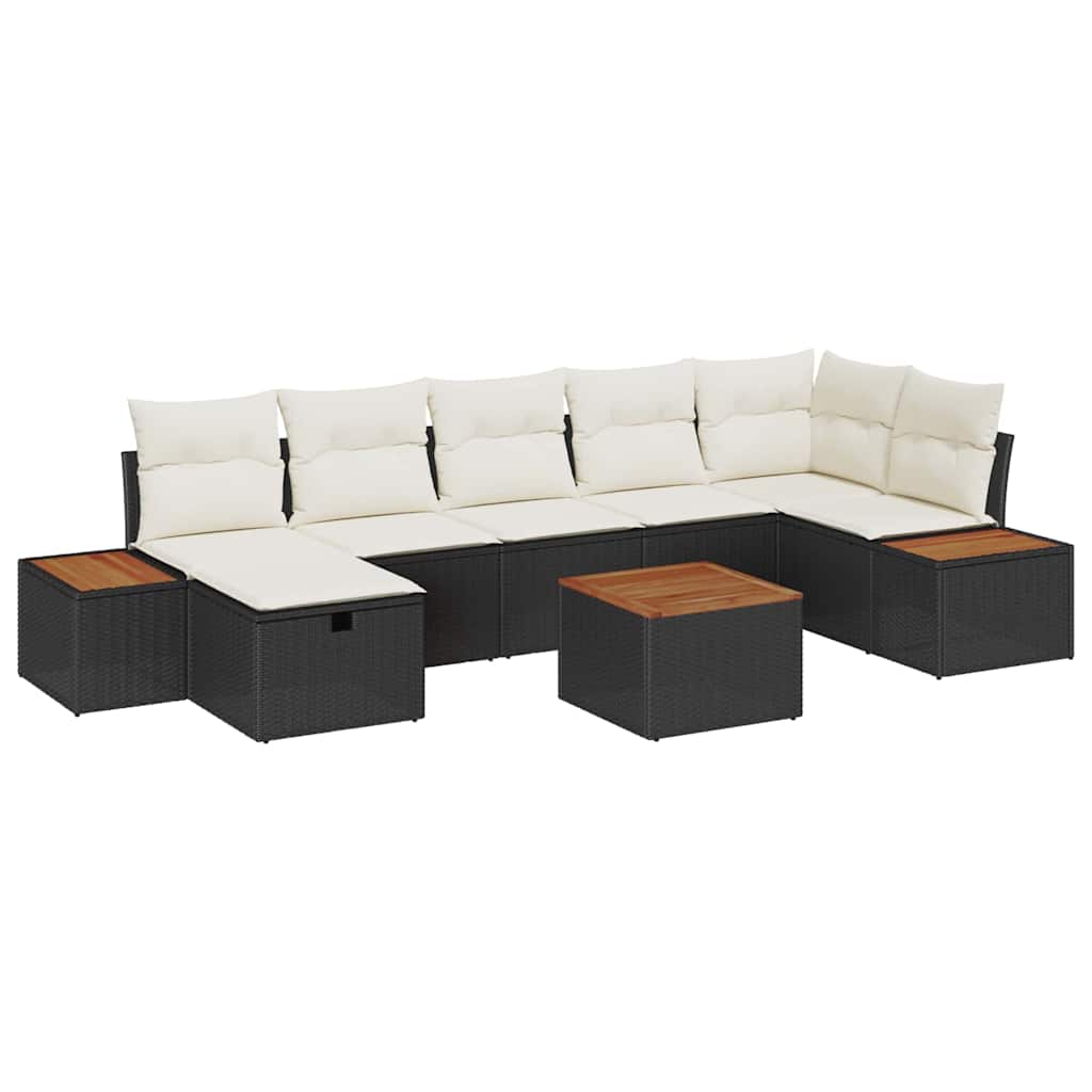 Set Divano da Giardino con cuscino 8 pcs Nero polyrattan - homemem39