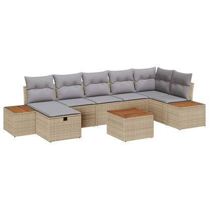 Set Divano da Giardino con cuscino 8 pcs Beige polyrattan - homemem39