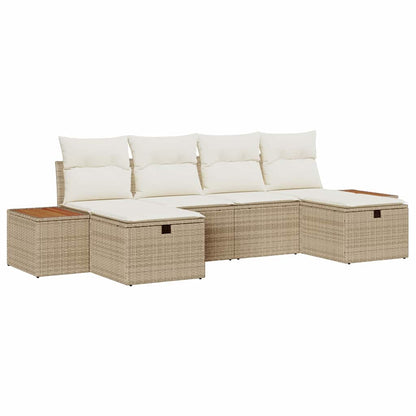 Set Divano da Giardino con cuscino 6 pcs Beige Poly Rattan - homemem39