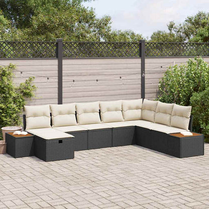 Set Divano da Giardino con cuscino 8 pcs Nero Poly Rattan - homemem39