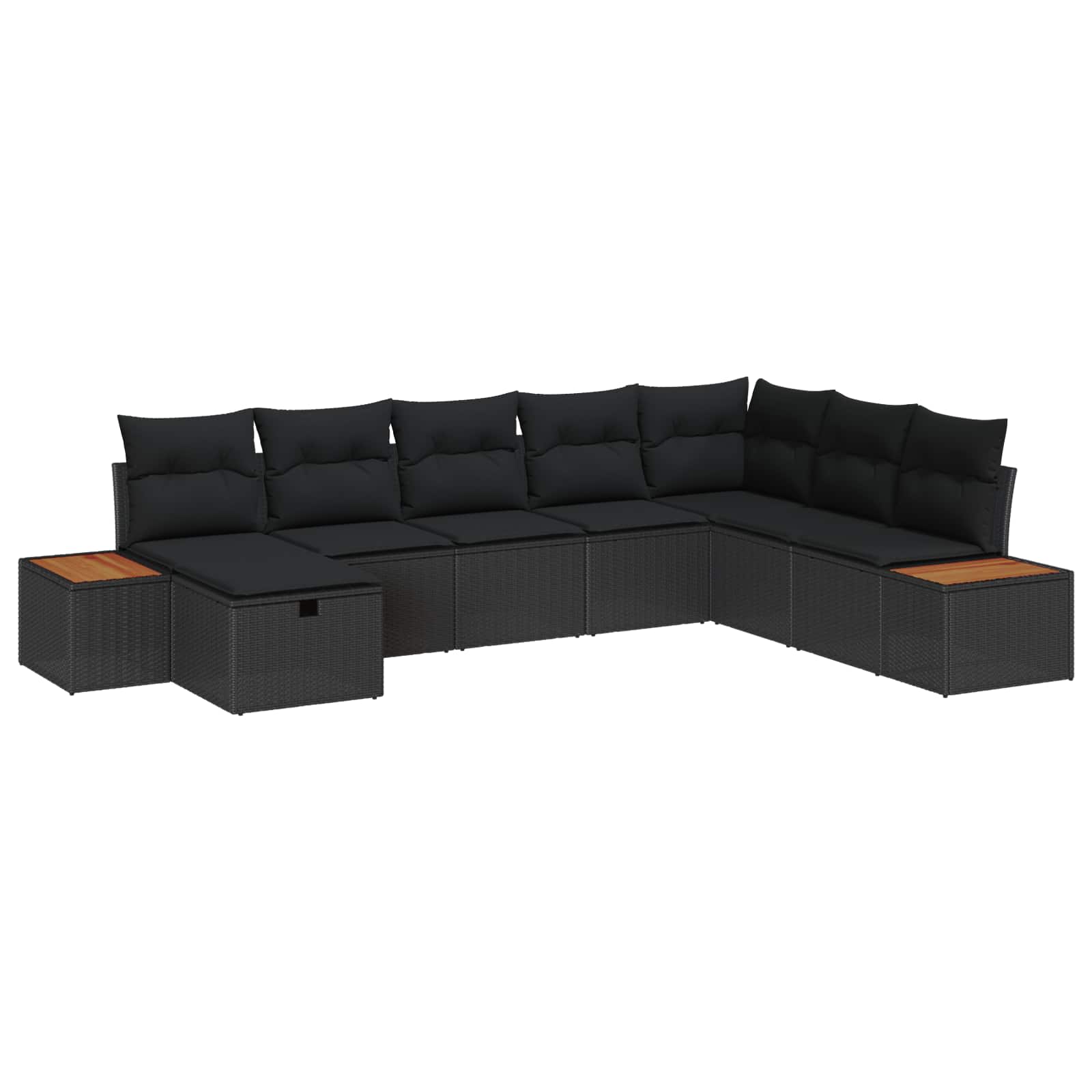 Set Divano da Giardino con cuscino 8 pcs Nero polyrattan | homemem39