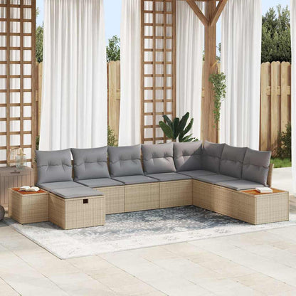 Set Divano da Giardino con cuscino 8 pcs Beige Poly Rattan - homemem39