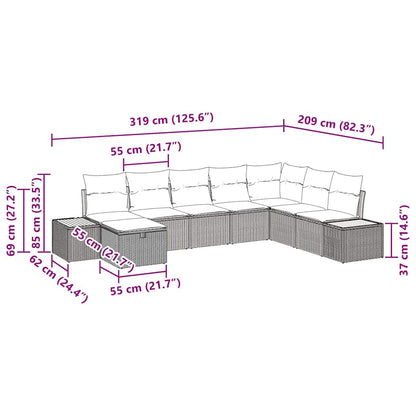 Set Divano da Giardino con cuscino 9 pcs Beige polyrattan | homemem39