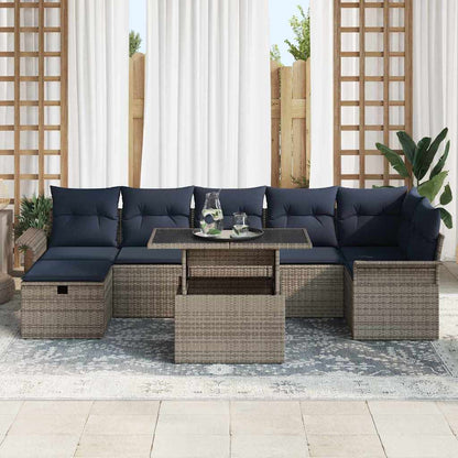 Set Divano da Giardino con cuscino 8 pcs Grigio Poly Rattan | homemem39