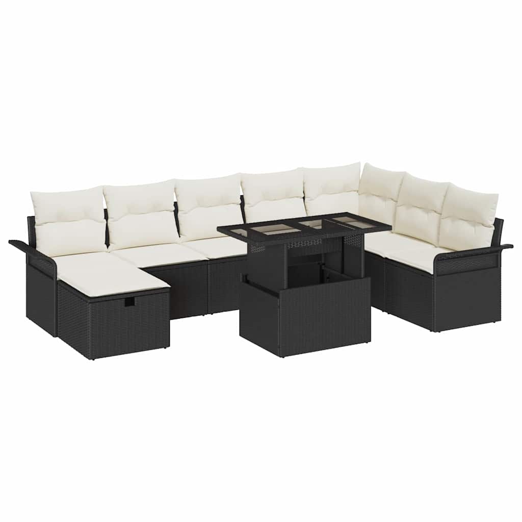 Set Divano da Giardino 9 pz Nero polyrattan | homemem39