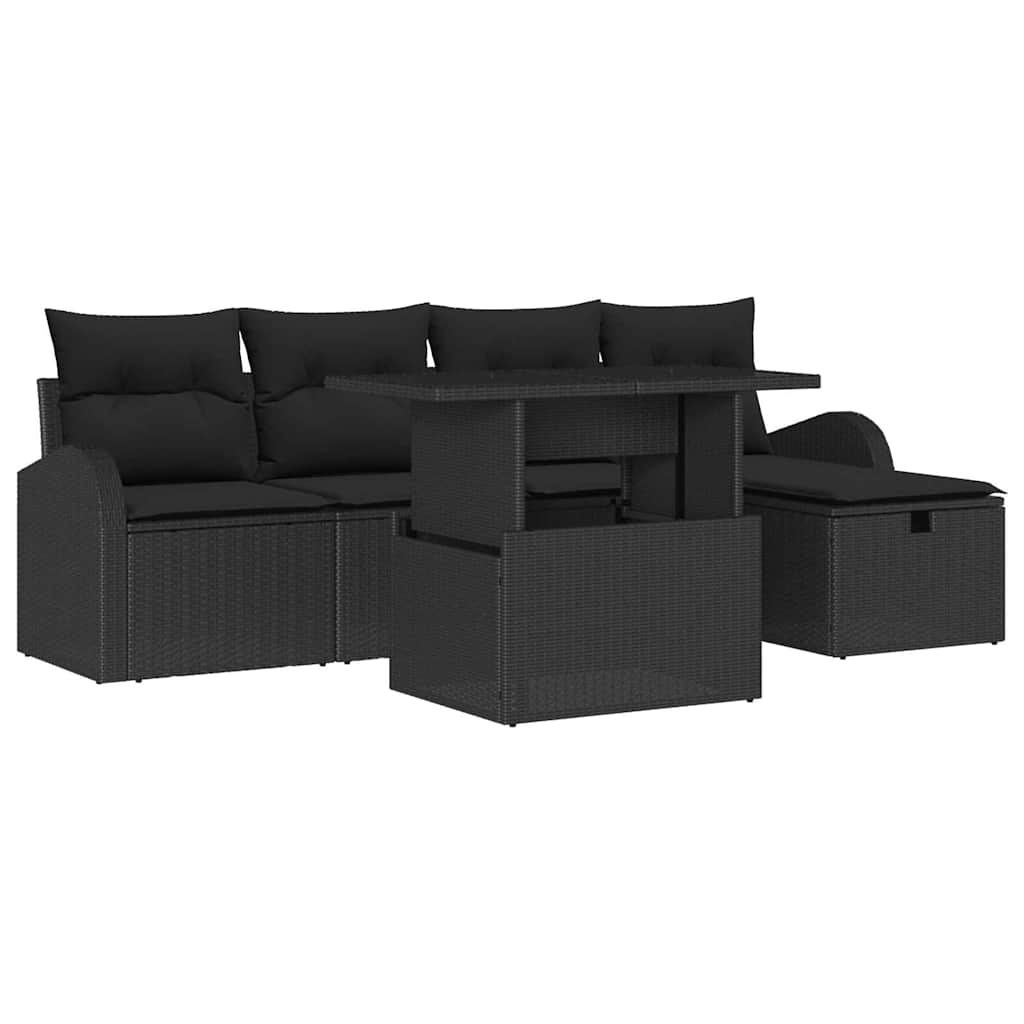 Set Divano da Giardino 6 pz Nero polyrattan | homemem39
