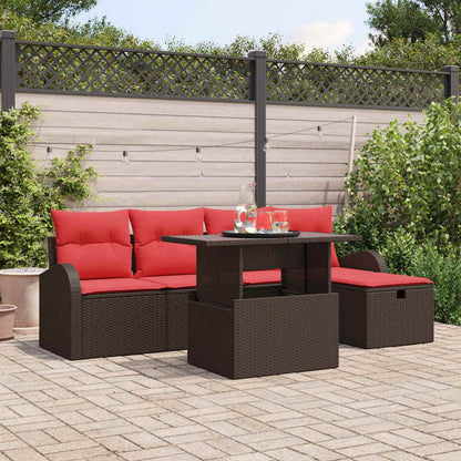Set Divano da Giardino con cuscino 6 pcs Marrone polyrattan | homemem39