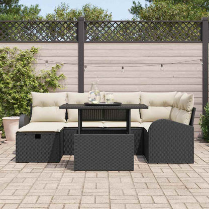 Set Divano da Giardino con cuscino 7 pcs Nero Poly Rattan - homemem39