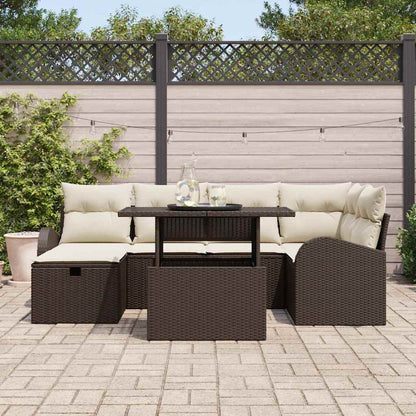 Set Divano da Giardino con cuscino 7 pcs Marrone Poly Rattan - homemem39