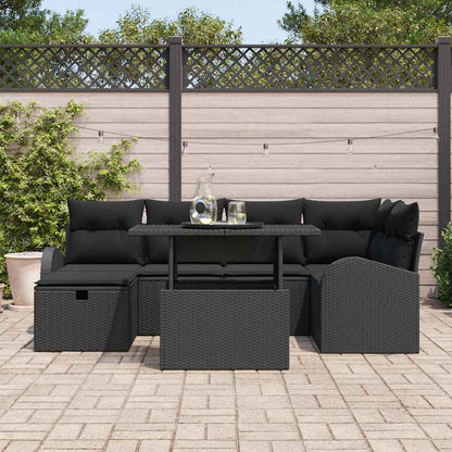 Set Divano da Giardino 7 pz Nero polyrattan | homemem39