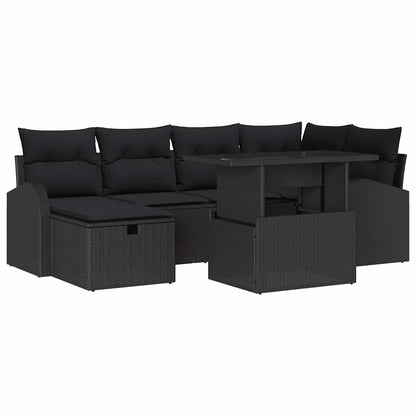 Set Divano da Giardino 7 pz Nero polyrattan | homemem39