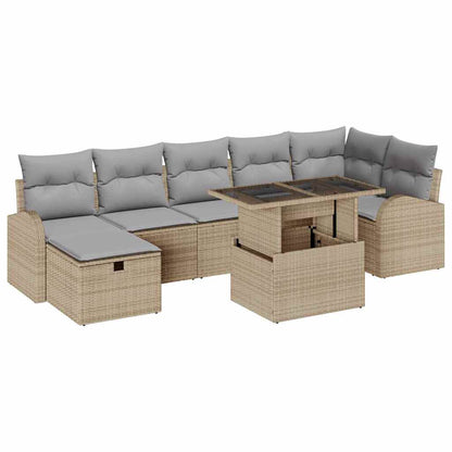 Set Divano da Giardino con cuscino 8 pcs Beige Poly Rattan - homemem39