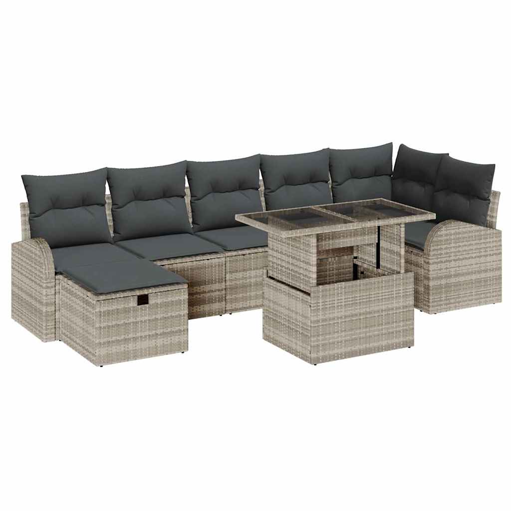 Set Divano da Giardino 8 pcs Grigio chiaro Poly Rattan - homemem39
