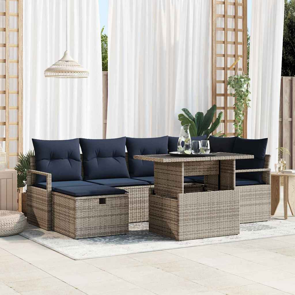 Set Divano da Giardino con cuscino 7 pcs polyrattan | homemem39